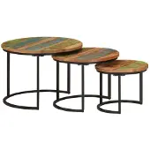 vidaXL Tables d'ensemble 3 pcs. Bois massif recyclé
