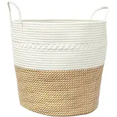 vidaXL Panier de rangement marron et blanc Ø43x38 cm coton