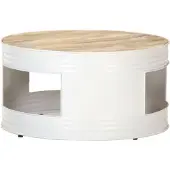 vidaXL Table basse blanche 68x68x36 cm en bois massif de manguier