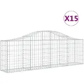 vidaXL Gabions 15 pcs voûtés 200x30x60/80 cm fer galvanisé