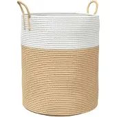 vidaXL Panier de rangement beige et blanc Ø38x46 cm coton