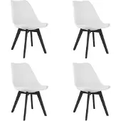 Leobert Chaise - - Mark - Blanc/Pieds Noirs - 49 X 43 X 82 Cm - Lot De 4