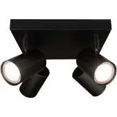 LEDVION Spot LED Plafond Noir 4 spot Carre GU10 3W blanc neutre