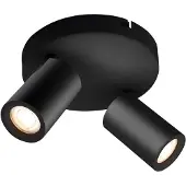 LEDVION Spot LED Plafond Noir 2 spot Carre GU10 3W blanc chaud
