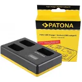 PATONA Chargeur USB triple (Chargeur de batterie d'appareil photo), Alimentation pour appareil photo, Noir