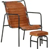 Syfax Fauteuil relax avec repose-pieds Marron Cuir véritable