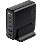 Havit UCLE004 EU - Chargeur de voyage GaN à cinq ports 140 W, noir