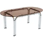 Oviala Table basse ovale en verre trempé marron - Lewis