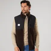 Resterods Gilet Polaire zippé Homme à empiècements Brun