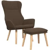 vidaXL Fauteuil relax avec pouf Marron Tissu