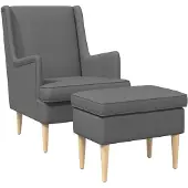 vidaXL : 2 fauteuils avec repose-pieds, tissu gris foncé