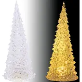 Carrefour Home Sapin de Noël décoratif transparent à LED 27 cm - Éclairage blanc chaud