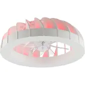 Brilliant Plafonnier Fanora G81080/05, 46 cm, avec ventilateur, en plastique blanc, LED intégrées