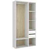 Dmora Maon - Grande Armoire, 98x205h cm Blanc, 2 Tiroirs