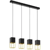 Eglo LED Pendelleuchte Montebaldo Schwarz Gold 85cm 4 x 4,5W GU10 1380lm warmweiß 3000K