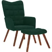 vidaXL Fauteuil relax avec pouf vert foncé velours