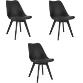 Leobert Chaise - - Mark - Noir/Pieds Noirs - 49 X 43 X 82 Cm - Lot De 3