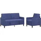 vidaXL Ensemble de canapés avec rangement, 2 pièces, bleu marine, polyester