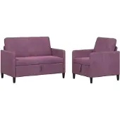 vidaXL Ensemble de canapés avec rangement, 2 pièces, en polyester violet