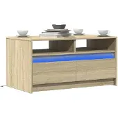 vidaXL Table basse LED Chêne Sonoma Matériau dérivé du bois