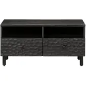 vidaXL Table basse noire 80x54x40 cm en bois massif de manguier