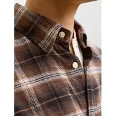 Jack & Jones Chemise 'JJEField' chocolat / noir / blanc