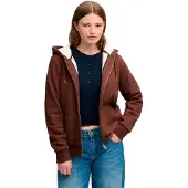 Superdry Signature Embroidered Borg Full Zip Sweatshirt Marron M Femme