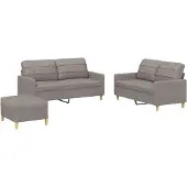 vidaXL Ensemble de canapés 3 pièces avec coussins Tissu Taupe