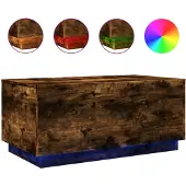 vidaXL Table basse avec lampes LED chêne fumé 90x50x40 cm
