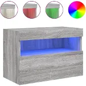 vidaXL Armoire TV murale avec lampes LED Gris Sonoma 60x30x40 cm