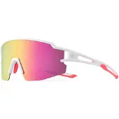 RockBros Garçons, Lunettes de sport, Lunettes de sport (Blanc, Verre polarisé), Pink, Blanc