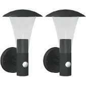 vidaXL Lampes murales d'extérieur avec détecteur de mouvement 2 pcs. noir acier inoxydable