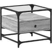 vidaXL Table basse avec plateau en verre Gris Sonoma 50x50x45 cm Acier
