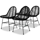vidaXL Chaise de salle à manger 4 pcs. Rotin naturel noir