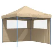 vidaXL Tente de réception pliable Pop-Up avec 2 parties latérales Beige