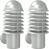 vidaXL Lampes murales extérieures 2 pcs. argent acier inoxydable