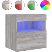 vidaXL Armoire TV murale avec lampes LED Gris Sonoma 40x30x40 cm