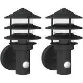vidaXL Lampes murales d'extérieur avec détecteur de mouvement 2 pcs. noir acier inoxydable