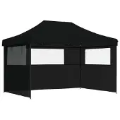 vidaXL Tente de réception pliable Pop-Up avec 3 parties latérales noire