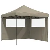 vidaXL Tente de réception pliable Pop-Up avec 2 parties latérales Taupe