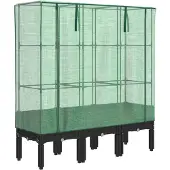 vidaXL Lit surélevé avec serre aspect rotin 120x40x140 cm