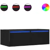vidaXL Armoire TV avec lampes LED noir aspect chêne 75x35,5x25 cm
