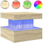 vidaXL Table basse avec lumières LED chêne sonoma 50x50x40 cm