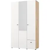 Dmora - Armoire 3 Portes, 117x52 cm Blanc Mat, Porte-manteaux