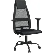 vidaXL Chaise de bureau Réglable en hauteur Noir Résille et similicuir