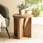 Macabane SANDY - Tabouret rond 40x40cm bois Pin recyclé SANDY