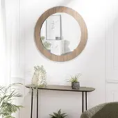 Macabane JULIA - Miroir rond D80cm en bois marron