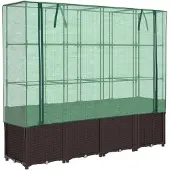 vidaXL Lit surélevé avec serre aspect rotin 160x40x153 cm