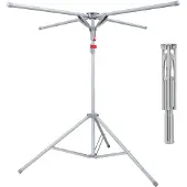 Relaxdays Séchoir à linge , pliable, jusqu'à 15 kg, réglable en hauteur, H x P : 100-180 x 125 cm, séchoir à linge, gris
