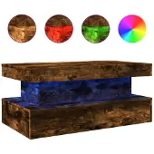 vidaXL Table basse avec lampes LED chêne fumé 90x50x40 cm